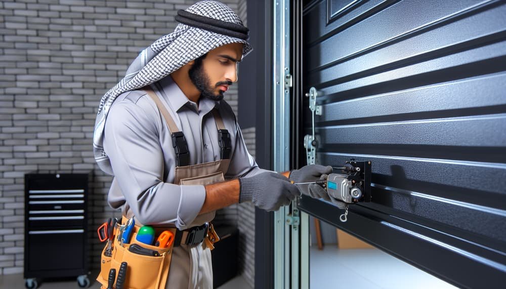 Expert garage door technician at work